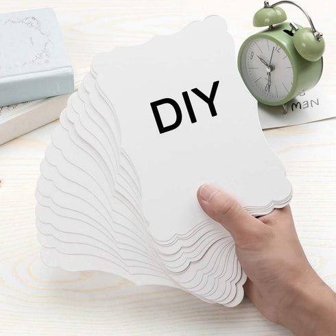 50 Pack Blank Kraft Cards Cardstock Thick Paper Brown Greeting Cards for DIY Gift Card Menus, Baby Shower and Wedding Invitations (White, 5x7IN)...