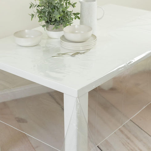 Benson Mills Heavy Duty Clear Plastic 100% Waterproof Tablecloth Protector, Vinyl Table Cloth, Oil Proof Wipe Clean Table Cover for Dining Tables,...