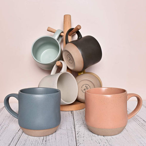 Bosmarlin Large Stoneware Speckled Coffee Mug, Big Ceramic Tea Cup, 17 Oz, Dishwasher and Microwave Safe (Blue, 1)...