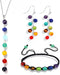COLORFUL BLING 7 Chakra Lava Natural Stone Rock Gemstone Beads Yoga Reiki Healing Crystals Energy Balancing Necklace with Earrings Bracelet Jewelr...