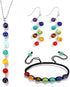 COLORFUL BLING 7 Chakra Lava Natural Stone Rock Gemstone Beads Yoga Reiki Healing Crystals Energy Balancing Necklace with Earrings Bracelet Jewelr...