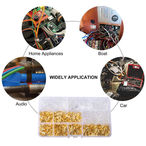315PCS 2.8/4.8/6.3mm Quick Splice Male and Female Wire Spade Connector Crimp Terminal Block Assortment Kit with Insulating Sleeve for Electrical W...