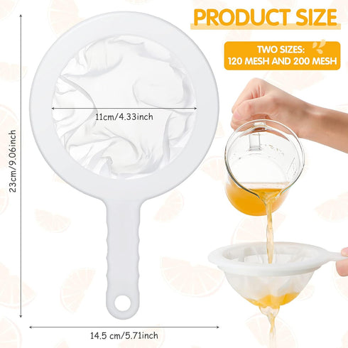 Zopeal 2 Pieces Ultra Fine Mesh Strainer Nylon Food Juice Strainer Yogurt Mesh Sieve Plastic Colander with Handle Mini Brine Shrimp Separation Net...
