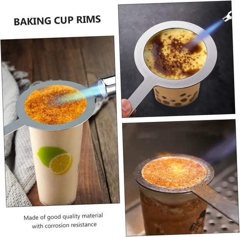 2 Pcs Milk Tea Baking Rings Tea Cup Gasket Coffee Mug Metal Baking Ring Tea Cup Accessories Baking Cup Rim Covers Milk Cup Ring Handheld Stainless...