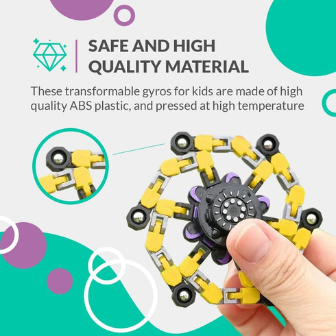 GOMLIN. Transformable Fidget Spinners, 4 Pcs for Kids and Adults, Stress Relief,Sensory Toys for Boys and Girls Fingertip Gyros for ADHD Autism fo...