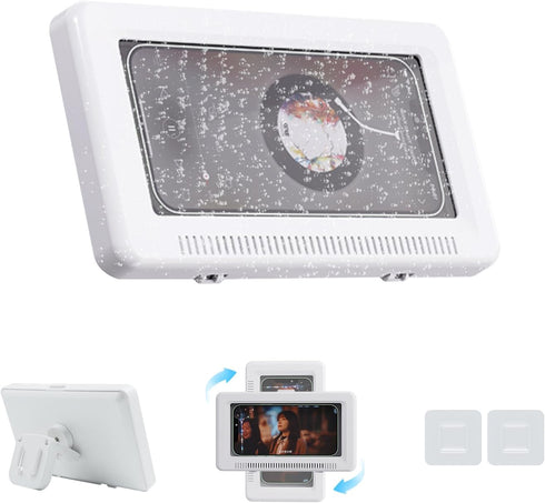 Waterproof Shower Phone Holder - Rotates and Adjustable Angle, Anti-Fog High Sensitivity Cover Mount Box for Smooth Wall Surfaces Where You Need O...