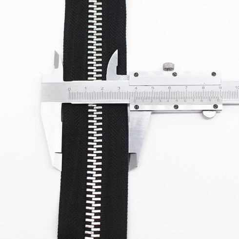 Meillia #10 40CM Large Shiny Nickel Metal Zippers Closed-end Black Heavy Duty Metal Zipper with Big Ring Pulls for Sewing, Bags, Handbags, Crafts,...