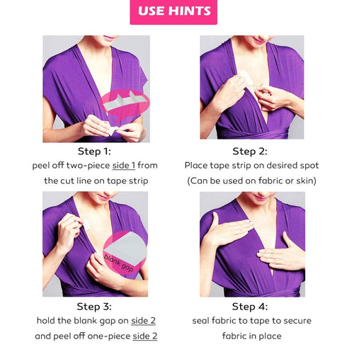 MIILYE Double Sided Tape for Body, Fashion Breast Tape for Skin to Fabric Clothes Clothing,Dress Tape to Keep Dress Bra in Place, Clear, 60 Counts...