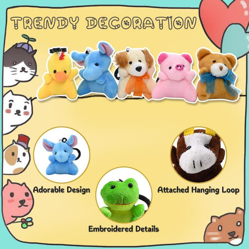 24Pack Mini Animal Plush Toy Set, Cute Animal Assortment Keychain Toys, Small Stuffed Animal Set Gifts for Kids, Christmas Stocking Stuffer, Easte...