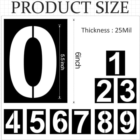 6 Inch Number Stencils Plastic Number Stencils Reusable Digital Painting Templates for Cake Stencil Address Number Painting Stencils Templates...