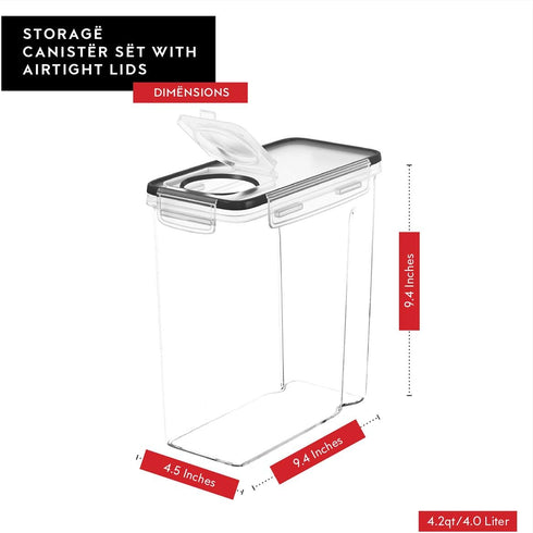 DWËLLZA KITCHEN Cereal Containers Storage 4 Pack 135 fl. oz Cereal Dispenser Airtight Food Storage Containers BPA-Free Pantry Organization and Sto...