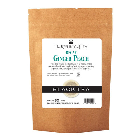 The Republic of Tea Decaf Ginger Peach Black Tea, 50 Tea Bags, Longevity Blend Of Ginger And Peach Tea...