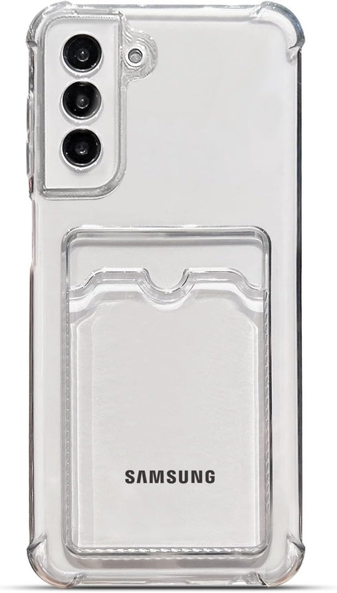 Tuokiou Clear Wallet Phone Case for Samsung Galaxy S21 5G Upgrade Card Slot Case Slim Fit Protective Soft TPU Shockproof Case with Cute Card Holde...