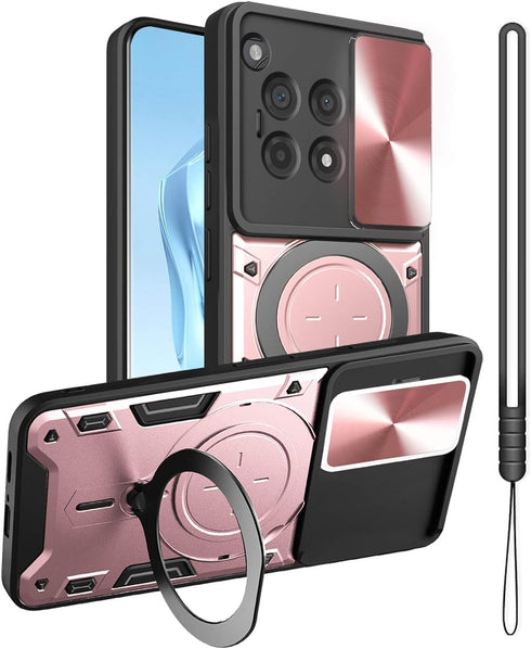for OnePlus 12R Case,Kickstand Metal Ring Holder for OnePlus 12R Phone Case,Camera Lens Protector,Slim Full Protection Shockproof Cover for Women ...