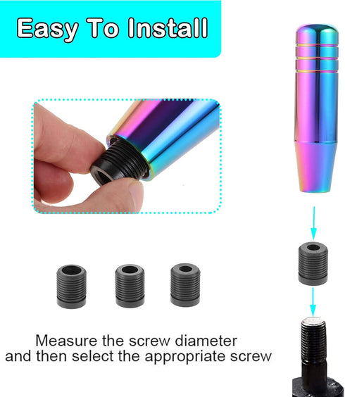 Weighted Manual Shift Knobs Multicolor, 5 Inch with 3 Threaded Adapters M8 M10 M12 x 1.25, Metal Gear Stick Shift Knob Aluminum Alloy, Universal C...