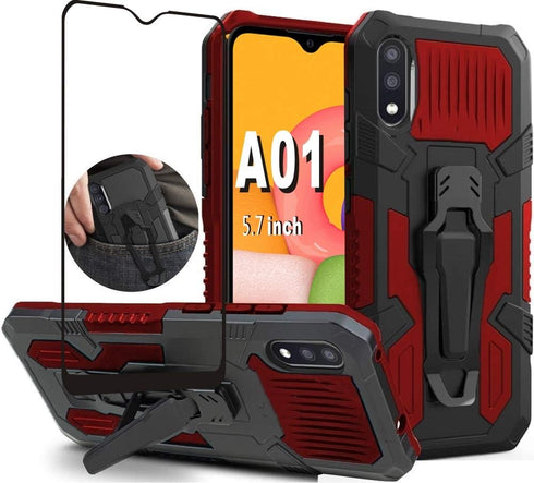 Folmeikat Compatible with Samsung Galaxy A01 Case, (NOT for Samsung A01 Core 5.3"), with HD Screen Protector Military Grade Protective with Belt C...