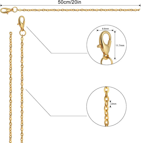 Lemonkey 24 Pack Necklace Chains Bulk,Gold and Silver Plated DIY Cable Link Chains for Jewelry Making 20 Inches...