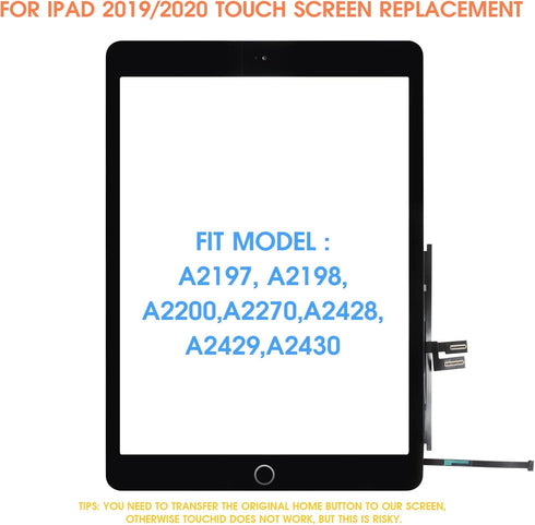 Touch Screen for iPad 7 7th 2019, for iPad 8 8th 10.2-inch Digitizer Model A2197 A2200 A2198 A2232 10.2 2020 A2428 Screen Replacement Glass Assemb...