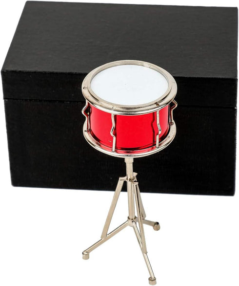 Miniature Snare Drum with Case Mini Percussion Musical Instrument Mini Snare Drum Miniature Dollhouse Model Christmas Ornament and Gift (Snare Dru...