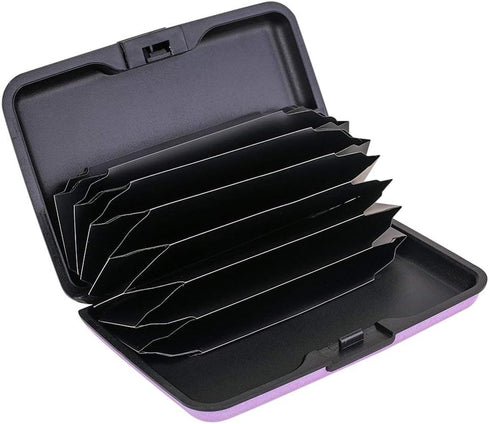 ELFISH RFID Blocking Credit Card Protector Aluminum ID Case Hard Shell Business Card Holders Metal Wallet for Men or Women (Purple)...