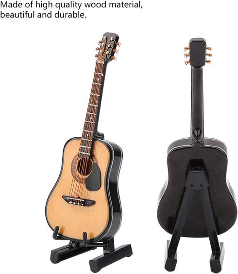 Miniature Guitar Model, Wooden Mini Guitar with Stand and Case, Dollhouse Guitar, Musical Instrument Model Home Decor(10CM)...