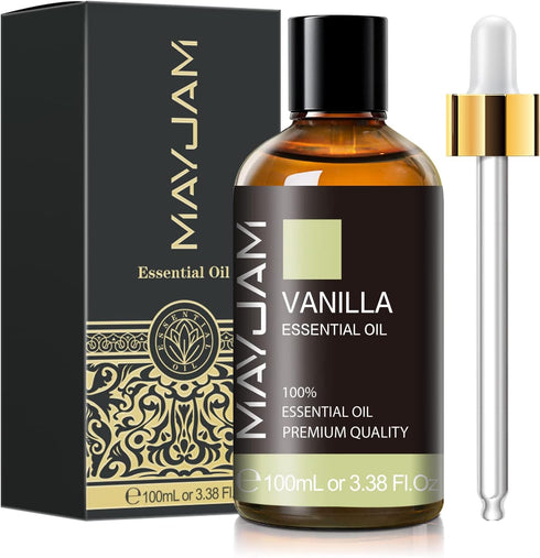 Vanilla Essential Oil, 3.38FL.OZ Pure Essential Oils with Glass Dropper, Large Volume Vanilla Oil, Perfect for Massage, DIY Candle and Soap Making...