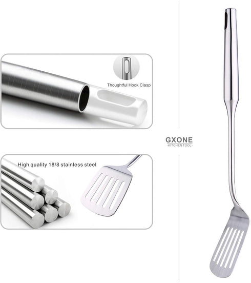 Stainless Steel Slotted Spatula,Cooking Utensil For Kitchen Use With Hollow Handle,Silver/14.9Inch...