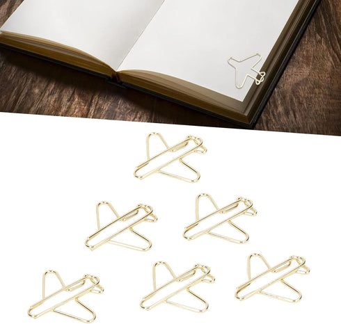 Clips Paper Clamps,100pcs Portable Anti Rust Electroplating Gold Cute Airplane Shaped Paper Clips for Office School and Home Supplies Paperclips T...