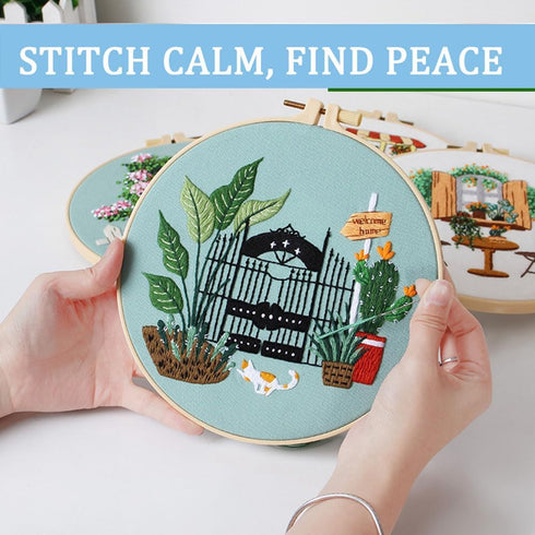 HILYPINK 4 Set Embroidery Kit for Beginners, Cross Stitch Kits for Adults with Garden Floral Plant Pattern Hand Crafts Include Embroidery Cloth Ho...