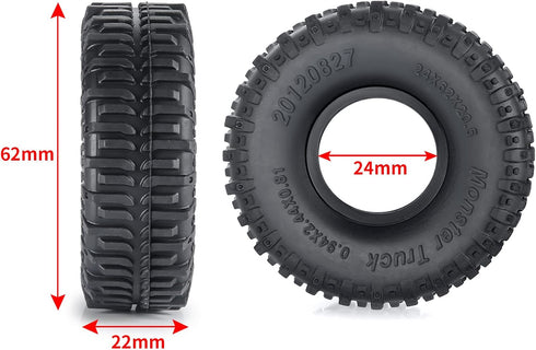 MOHERO 4PCS 1.0" Mud Grappler Rubber Tyre 1.0 Wheel Tires 62 * 22MM for Axial SCX24 90081 AXI00001 002 004 005 006 RC Crawler Car (A Style)...