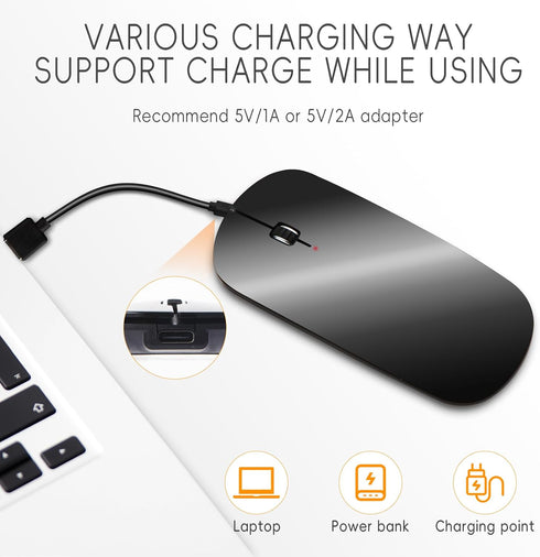KANG RUI Bluetooth mouse Slim Mini Portable Flat Travel Wireless mouse Rechargeable t Ultra-Thin Mice Quie Compatible with Laptop PC Notebook Tabl...
