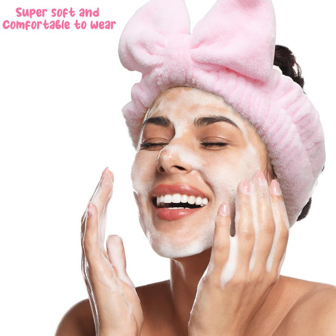 Spa Headband, 4 Pcs Face Wash Wristbands Set, Reusable Spa Skincare Towel Headband for Washing Face, Non Slip Hair Shower Puffy Makeup Headbands f...