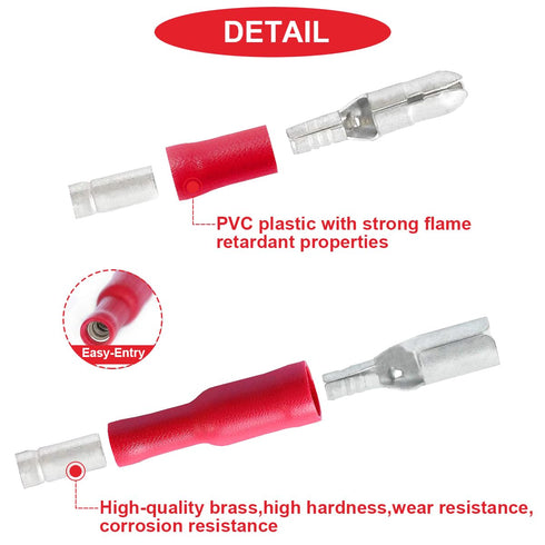 280pcs 22-16AWG Wire connectors Bullet Crimp Terminal Insulated Female and Male Heat Shrink Waterproof Electrical Quick Connector Kit with Colorfu...
