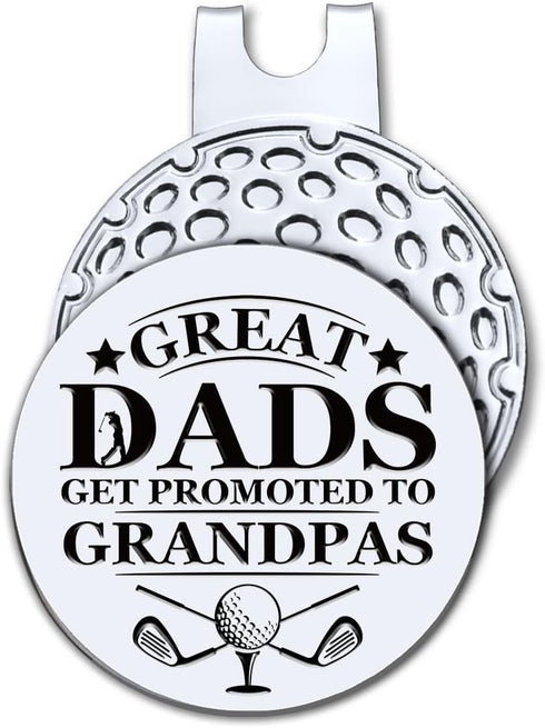 Great Dads Get Promoted to Grandpas Golf Ball Marker with Magnetic Hat Clip, Funny Golf Accessories and Golf Gifts for Men Dad Grandpa, Birthday f...
