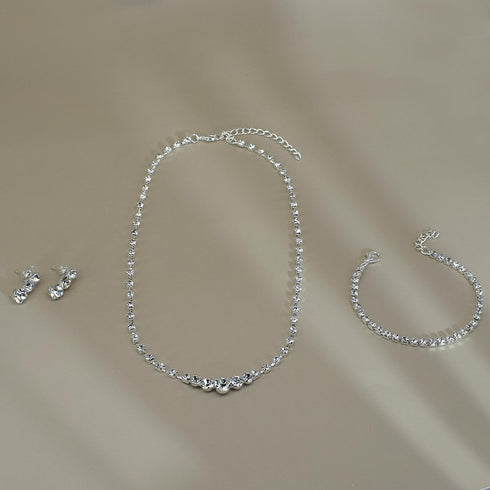UDYLGOON Crystal Bridal Jewelry Set Tennis Earrings Necklace Bracelet Set for Women Bride Bridemaid Prom Wedding Accessories...