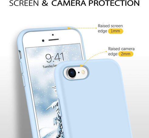 DUEDUE for iPhone SE 2022/2020 Case,iPhone 8/7 Case,Liquid Silicone Soft Gel Rubber Slim Cover with Microfiber Cloth Lining Cushion Shockproof Ful...