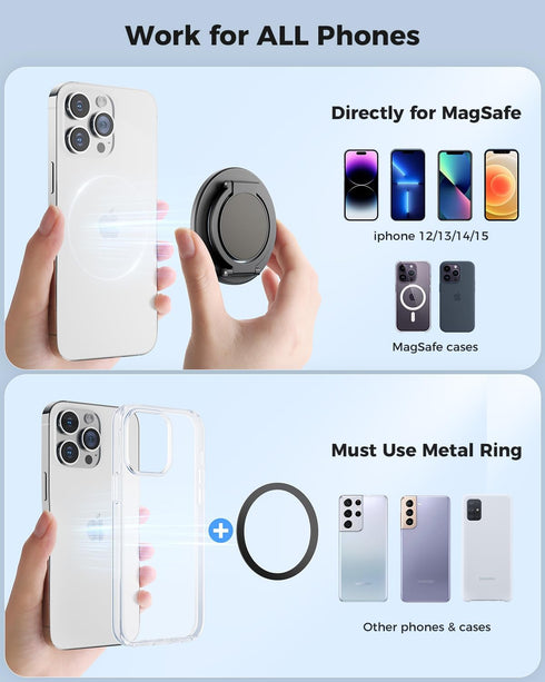 SUPERONE Magnetic Ring Holder for MagSafe Dual-Side Magnetic, Removable Gym Phone Grip with Kickstand for iPhone 15/14/13/12/ Series MagSafe Case ...