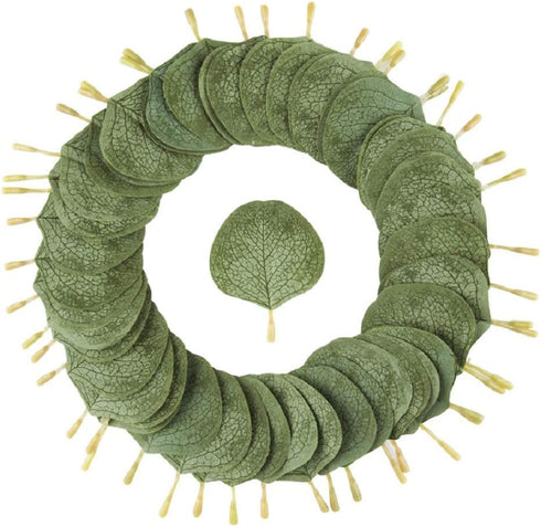 Meiliy 300pcs Bulk Eucalyptus Leaves Artificial Greenery Fake Green Leaves for DIY Wreath Wedding Boutonnieres Corsages Baby Shower Cake Flower De...
