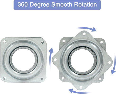 2pcs 3" Square Lazy Susan Turntable Heavy Duty Lazy Susan Hardware, Steel Ball Bearing Rotating Tray Swivel Plate for Dining Table, Stool Chair, P...