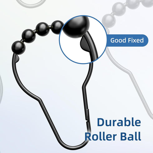 Titanker Shower Curtain Rings Hooks, Rust-Resistant Metal Shower Curtain Hooks for Bathroom Shower Rods Shower Hooks Shower Rings for Curtain - Se...