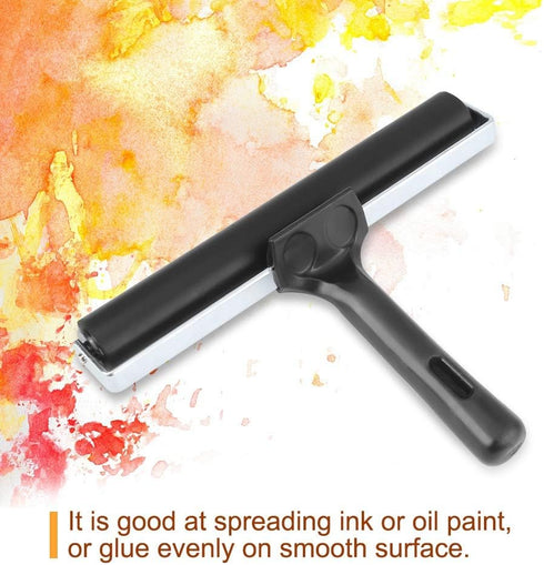HEEPDD Rubber Roller, Black Rubber Brayer Roller Print Brush Ink Art Craft Oil Painting Tool for Printmaking Anti Skid Tape Construction...
