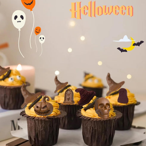 Halloween Silicone Molds For Baking,3 Pack Halloween Molds For Chocolate Candy Molds Silicone Pumpkin Skull Mold Cake Skeleton Mold Ghost Bat Sili...