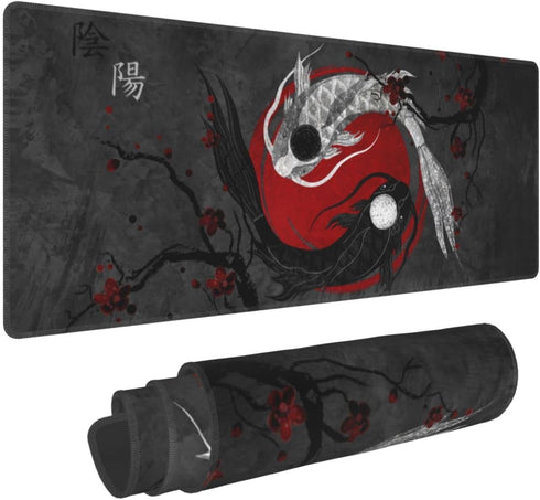 Browrrsson Japanese Art Mouusepad Japanese Art Koi Fish Gaming Mouse Pad Extended Stitched Edges Mousepad,Large Mouse Mat Desk Pad Personalized Th...