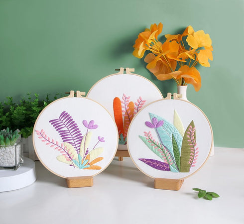 GetfuQi Embroidery Kit for Beginners -4 Sets Embroidery Kit for Adults,Easy Learn Hand Embroidery Set,Funny Plants Stamped Embroidery Starter Kit,...