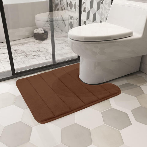 Yimobra Memory Foam Toilet Bath Mat U-Shaped, Soft and Comfortable, Super Water Absorbent, Non-Slip, Machine Wash and Easy to Dry for Bathroom Com...