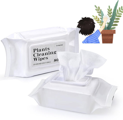 Plants Cleaning Wipes for Leaf Shine, Clean and Photosynthesis, Leaf Cleaner for House Plants Outdoor Plants (80 Wipes)...