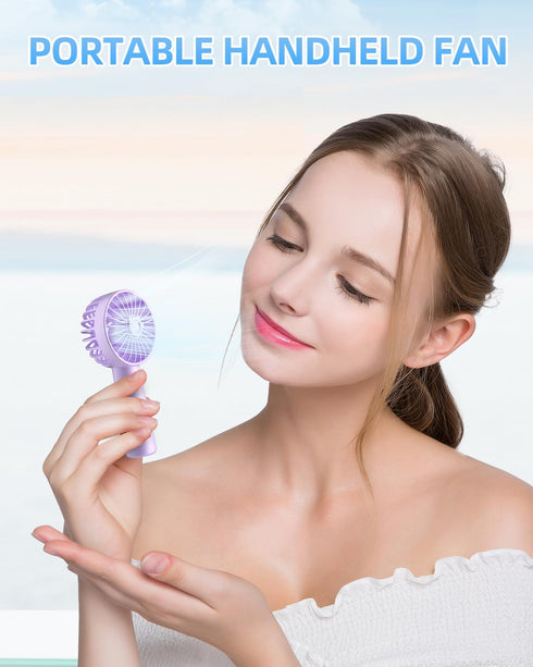 Mini Portable Fan, Small Handheld Fan with 3 Speeds, Small Hand Fan USB Rechargeable, Personal Fan Battery Operate for Outdoor Indoor Commute Offi...