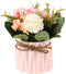 Artificial Hydrangea Bouquet with Small Ceramic Vase Fake Silk Variety Flower Balls Flowers Decoration for Table Home Party Office Wedding (Pink)...