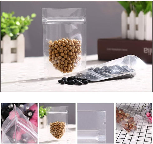 Clear Zipper Stand Up Pouch Bag,100Pcs 7.0x10.2 Heat Sealable Zip Lock Snack Food Tea Packing Pouches (7.0W x 10.2L, 100)...