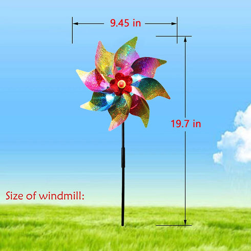 6Pack Sparkly Reflective Pinwheels Holographic Spinners Whirl Pin Wheel Scare Birds Away for Outdoor Yard Garden Patio Lawn Farm Decor Kids' Toy...